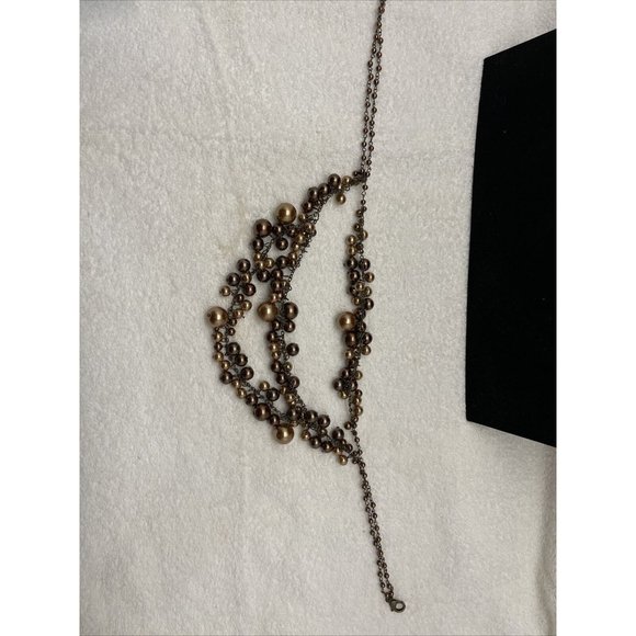 Coldwater Creek Necklace Tiered Layered Brown Bronze Jewelry Costume Fashion 19” - Picture 5 of 5